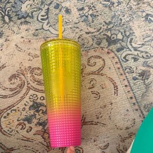Starbucks Vibrant Yellow and Pink Tumbler